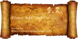 Vincz Kálmán névjegykártya